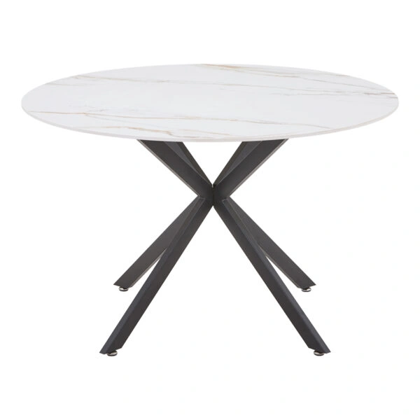 Τραπεζαρία Vivian-Stoyen  5τεμ μπεζ βελούδο - λευκό μαρμάρου Φ120x75εκ