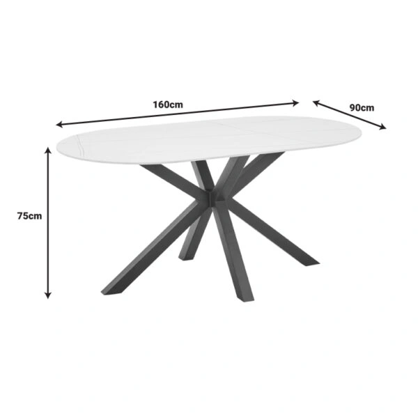 Τραπεζαρία Vivian-Makrey  5τεμ μπεζ βελούδο - λευκό μαρμάρου 160x90x75εκ