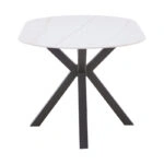 Τραπεζαρία Karg-Makrey 5τεμ λευκό ύφασμα - λευκό μαρμάρου 160x90x75εκ