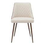 Καρέκλα Korome  μπεζ pu-πόδι καρυδί μέταλλο 50x58.5x78εκ