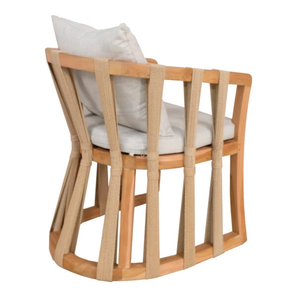 Πολυθρόνα Morani  σκελετός teak ξύλο και ύφασμα σε φυσική απόχρωση 58x66x75εκ
