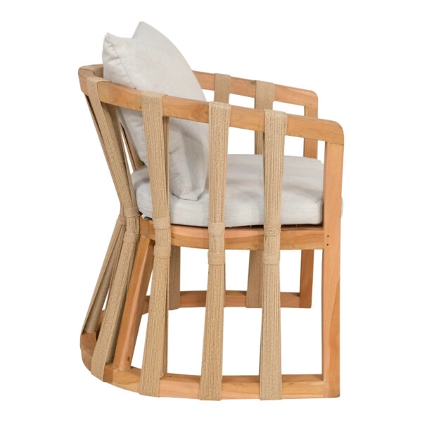 Πολυθρόνα Morani  σκελετός teak ξύλο και ύφασμα σε φυσική απόχρωση 58x66x75εκ