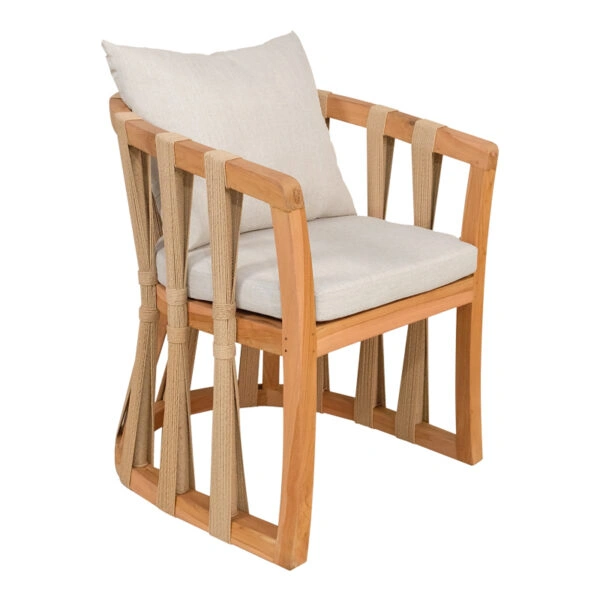 Πολυθρόνα Morani  σκελετός teak ξύλο και ύφασμα σε φυσική απόχρωση 58x66x75εκ