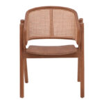 Πολυθρόνα Anlene  σκελετός teak ξύλο σε καρυδί απόχρωση με φυσικό rattan 62x54x82εκ