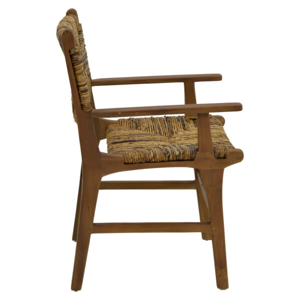Πολυθρόνα Refane  φυσικό teak ξύλο-ψάθα 55x60x85εκ