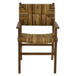 Πολυθρόνα Refane  φυσικό teak ξύλο-ψάθα 55x60x85εκ