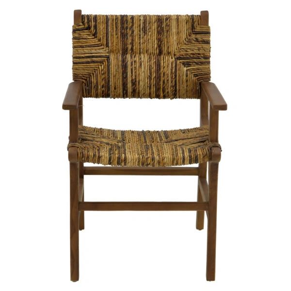 Πολυθρόνα Refane  φυσικό teak ξύλο-ψάθα 55x60x85εκ