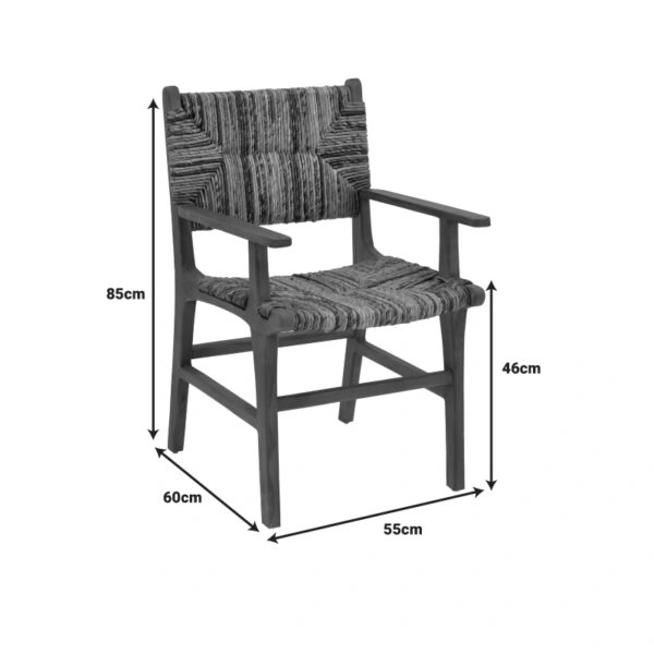 Πολυθρόνα Refane  φυσικό teak ξύλο-ψάθα 55x60x85εκ