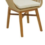 Πολυθρόνα Kalie  teak ξύλο και pe σχοινί σε φυσική-μπεζ απόχρωση με μαξιλάρι 60x61x80εκ