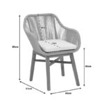 Πολυθρόνα Kalie  teak ξύλο και pe σχοινί σε φυσική-μπεζ απόχρωση με μαξιλάρι 60x61x80εκ