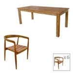 Τραπεζαρία 7τεμ.Noody-Wooly teak ξύλο σε φυσική απόχρωση