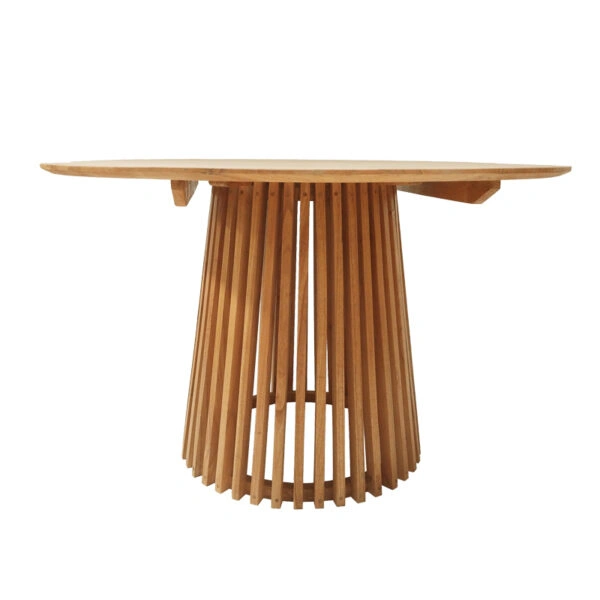 Τραπεζαρία Kalie-Kenda I  σετ 7τεμ σε φυσική-μπεζ απόχρωση Φ120x75εκ