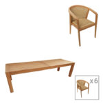 Τραπεζαρία Granny-Pablo  σετ 7τεμ σε φυσική-μπεζ απόχρωση 240x100x76εκ