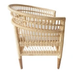 Πολυθρόνα Necorian paakoworld teak ξύλο με pe rattan σε φυσική απόχρωση και λευκό μαξιλάρι 80x70x87εκ