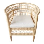 Πολυθρόνα Necorian paakoworld teak ξύλο με pe rattan σε φυσική απόχρωση και λευκό μαξιλάρι 80x70x87εκ