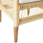 Πολυθρόνα Necorian paakoworld teak ξύλο με pe rattan σε φυσική απόχρωση και λευκό μαξιλάρι 80x70x87εκ