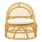 Πολυθρόνα Tromso  pe rattan σε φυσική απόχρωση με εκρού χρώμα μαξιλάρι 80x85x98εκ