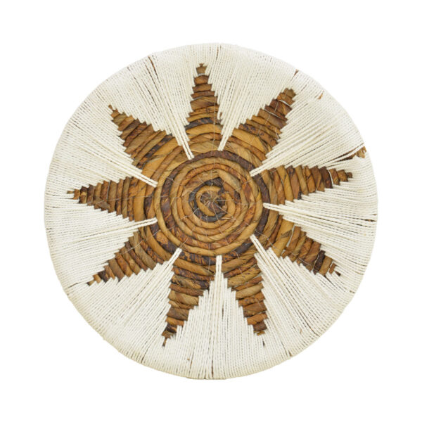 Διακοσμητικό τοίχου Circy Inart σετ 3 τεμ ψάθα σε λευκή-μπεζ απόχρωση