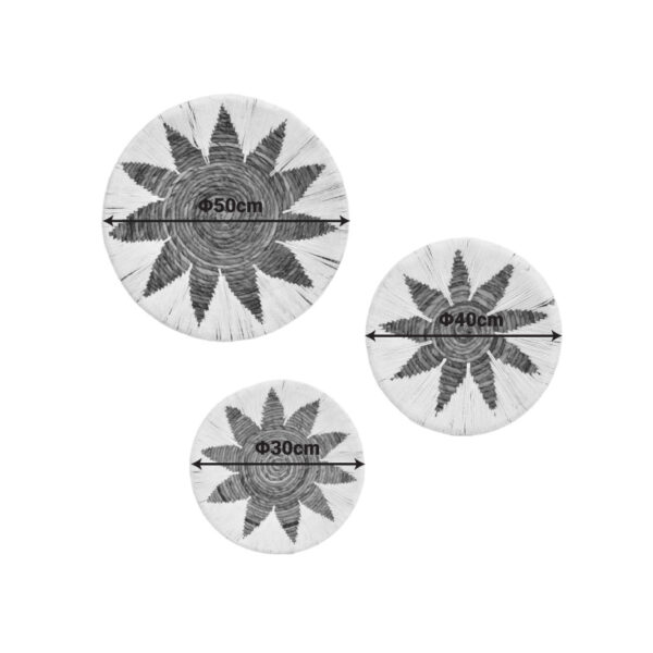 Διακοσμητικό τοίχου Circy Inart σετ 3 τεμ ψάθα σε λευκή-μπεζ απόχρωση