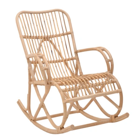 Κουνιστή πολυθρόνα Cormeny  rattan σε φυσική απόχρωση 68x109x103εκ