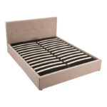 Κρεβάτι διπλό με αποθηκευτικό χώρο Zamblene  μπεζ ύφασμα 160x200εκ