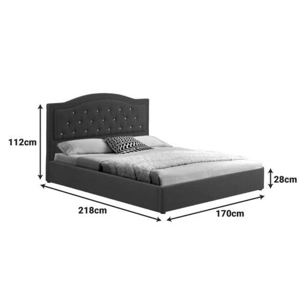 Κρεβάτι διπλό με αποθηκευτικό χώρο Majore  ανθρακί ύφασμα 160x200εκ