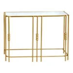 Κονσόλα Emiliane Inart χρυσό μέταλλο - γυαλί καθρέπτη 90x32x77εκ
