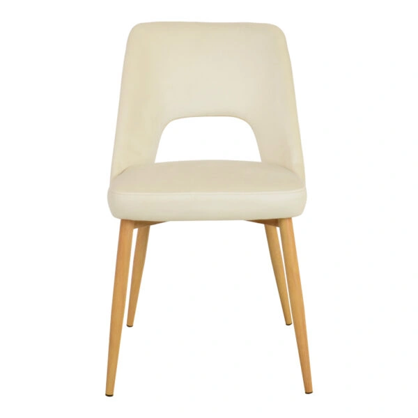 Καρέκλα Murde  μπεζ βελούδο και μεταλλικά πόδια σε φυσική απόχρωση 48.5x61x89εκ