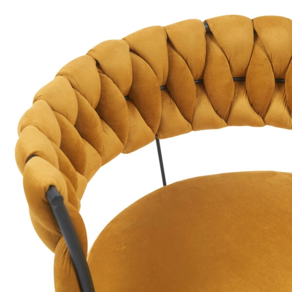 Πολυθρόνα Alkia  σε κίτρινο βελούδο με μαύρο πόδι μέταλλο 60x57x68εκ