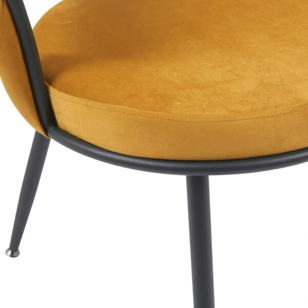 Πολυθρόνα Alkia  σε κίτρινο βελούδο με μαύρο πόδι μέταλλο 60x57x68εκ