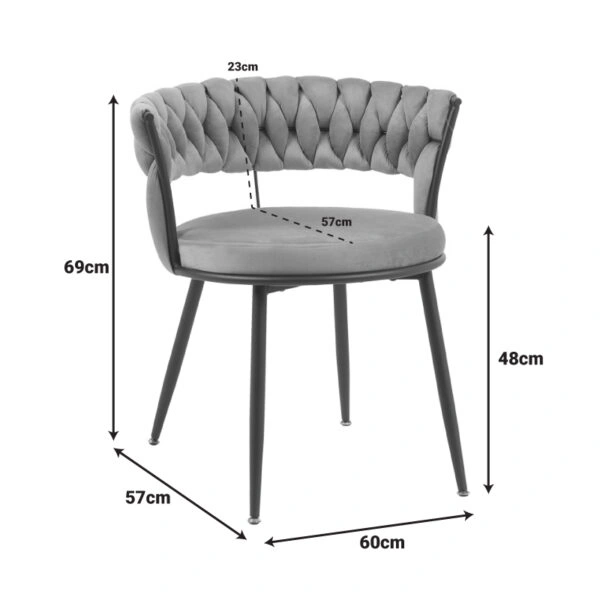 Πολυθρόνα Alkia  σε κίτρινο βελούδο με μαύρο πόδι μέταλλο 60x57x68εκ