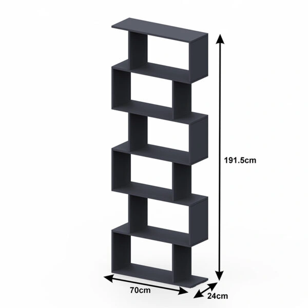 Βιβλιοθήκη Sezen  σε ανθρακί απόχρωση 70x24x191.5εκ
