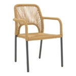 Πολυθρόνα αλουμινίου Norture  στοιβαζόμενη ανθρακί σκελετός-pe rattan σε φυσική απόχρωση 57x63x82εκ