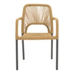 Πολυθρόνα αλουμινίου Norture  στοιβαζόμενη ανθρακί σκελετός-pe rattan σε φυσική απόχρωση 57x63x82εκ