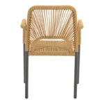 Πολυθρόνα αλουμινίου Norture  στοιβαζόμενη ανθρακί σκελετός-pe rattan σε φυσική απόχρωση 57x63x82εκ