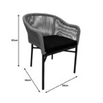 Πολυθρόνα αλουμινίου Legana  ανθρακί σκελετός--pe rattan σε φυσική απόχρωση 56x66x82εκ