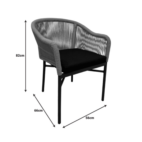 Πολυθρόνα αλουμινίου Legana  ανθρακί σκελετός--pe rattan σε φυσική απόχρωση 56x66x82εκ