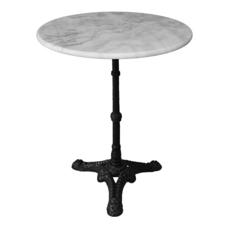Τραπέζι μαρμάρινο Ancara  μαντέμι σε λευκή-μαύρη απόχρωση Φ60x70.8εκ