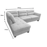 Γωνιακός καναπές αριστερή γωνία Camile  ύφασμα σε μπεζ απόχρωση 270x174x95εκ