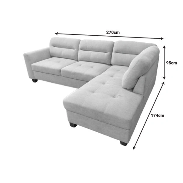 Γωνιακός καναπές δεξιά γωνία Camile ύφασμα σε μπεζ απόχρωση 270x174x95εκ