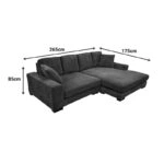 Γωνιακός καναπές Cornerdo αναστρέψιμος ύφασμα σε ανθρακί απόχρωση 265x175x85εκ