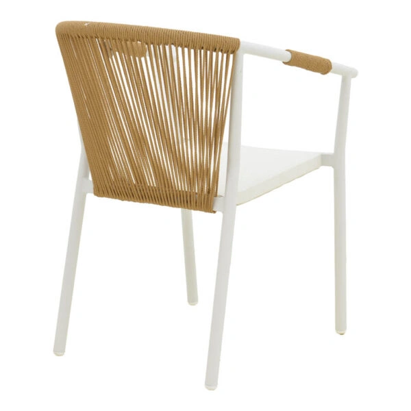 Πολυθρόνα στοιβαζόμενη Convince  αλουμίνιο λευκό σκελετό-textilene-pe rattan σε φυσική απόχρωση 56x63x82εκ