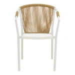 Πολυθρόνα στοιβαζόμενη Convince  αλουμίνιο λευκό σκελετό-textilene-pe rattan σε φυσική απόχρωση 56x63x82εκ
