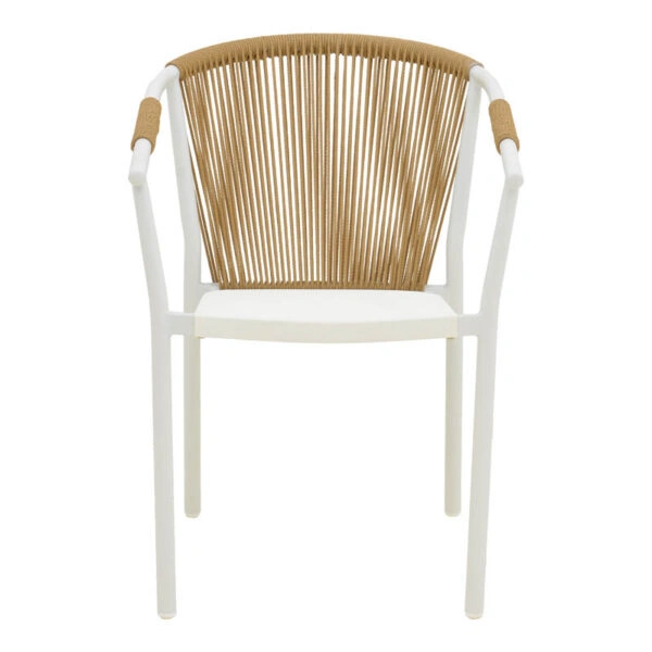 Πολυθρόνα στοιβαζόμενη Convince  αλουμίνιο λευκό σκελετό-textilene-pe rattan σε φυσική απόχρωση 56x63x82εκ