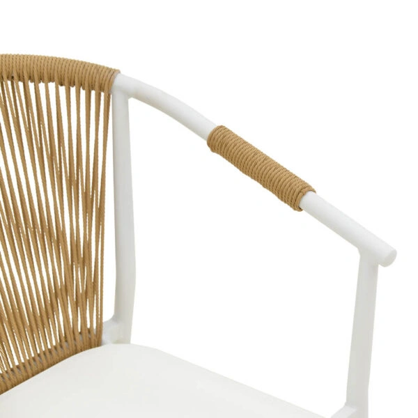 Πολυθρόνα στοιβαζόμενη Convince  αλουμίνιο λευκό σκελετό-textilene-pe rattan σε φυσική απόχρωση 56x63x82εκ