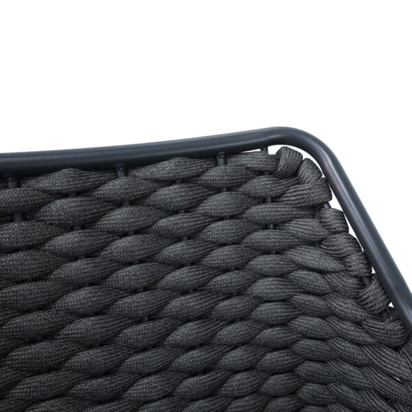 Πολυθρόνα Ortegia αλουμινίου με ανθρακί σκελετό και σχοινί 57x62x82εκ