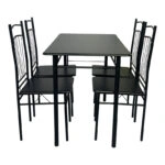 Τραπεζαρία Reforia  σετ 5τμχ mdf σε μαύρη απόχρωση με μαύρα μεταλλικά πόδια 110x60x74εκ