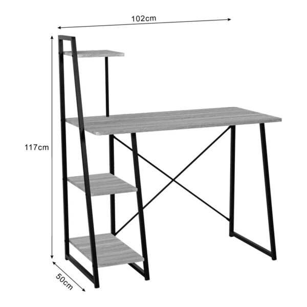 Γραφείο εργασίας Deckstor  με ραφιέρα σε oak απόχρωση με πόδι μαύρο μέταλλο 102x50x117εκ