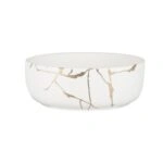 Artekko Wabi Sabi Λευκό Μπολ Πορσελάνης με Εφέ Μαρμάρου και Χρυσές Λεπτομέρειες (18x18x6.6)cm