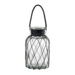 Artekko Clear Διάφανο Γυάλινο Βάζο Φανάρι με Μεταλλικό Πλέγμα (22x22x38)cm